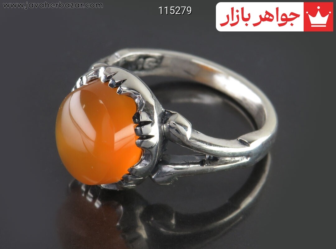 انگشتر نقره عقیق یمنی نارنجی خوشرنگ مردانه [شرف الشمس]